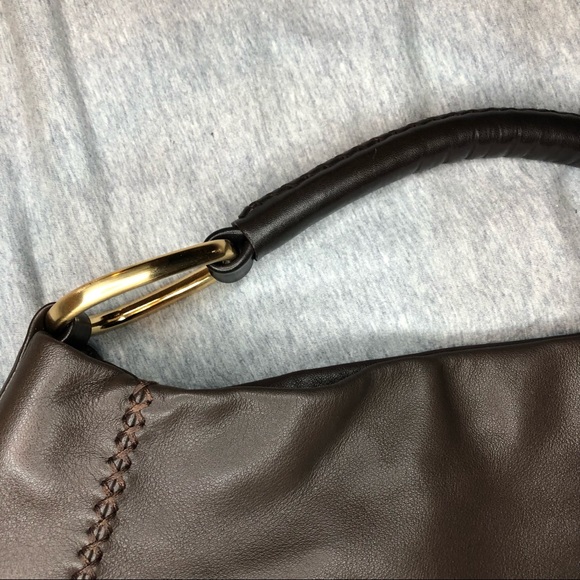 Sazaby large leather shoulder bag, chocolate brown - Picture 3 of 9